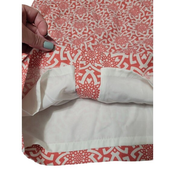 J. Crew Coral White Pencil Skirt Knee Length Slit in Back Lined Zips Sz 4 - Picture 9 of 10